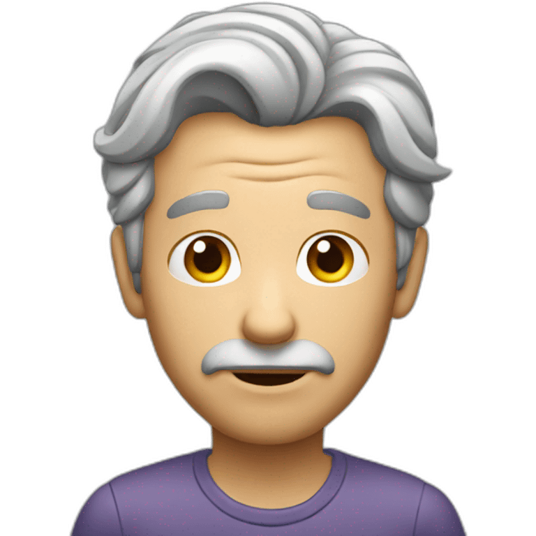 man gray hair thinking face emoji