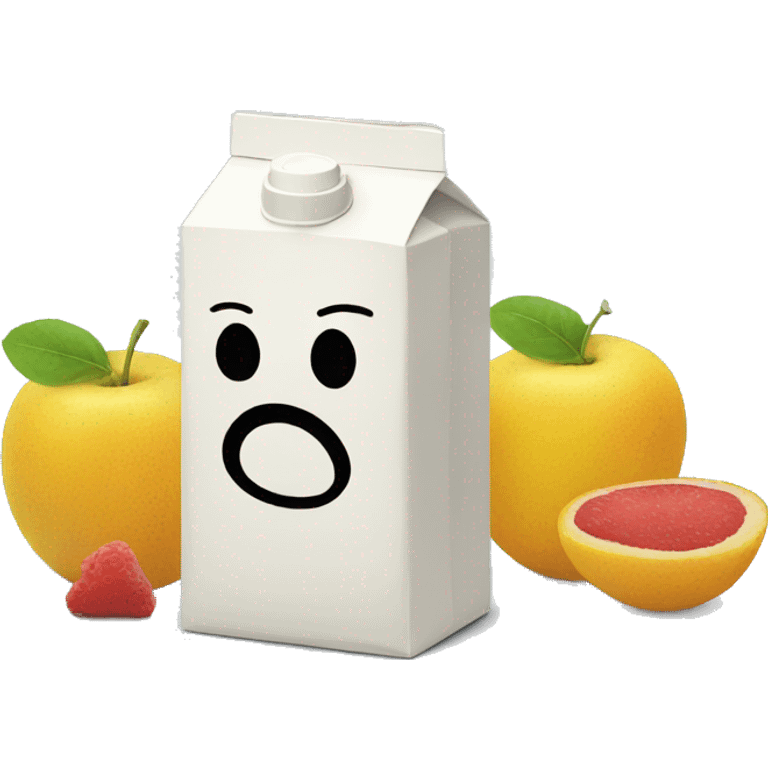 Juice box with sad emoji