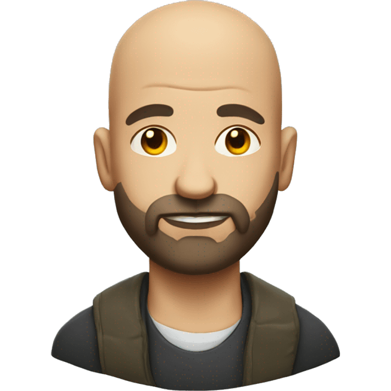 bald man with beard portrait with crooked halo emoji