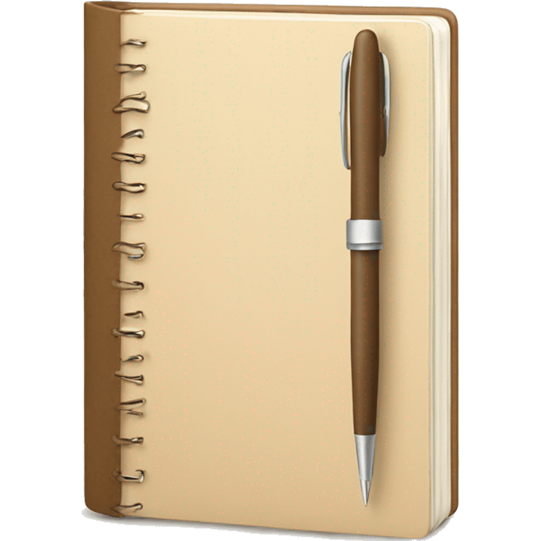 beautiful beige diary with pen emoji