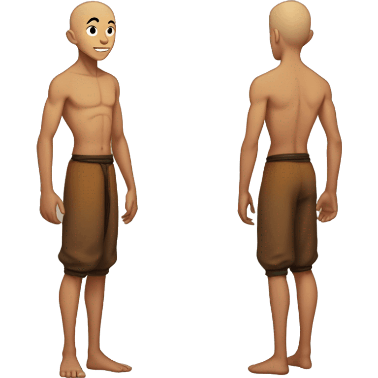 Aang no shirt full body wearing spandex emoji