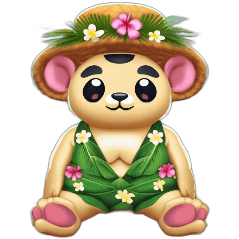 a kangoro wearing an hawaii bath trunk emoji