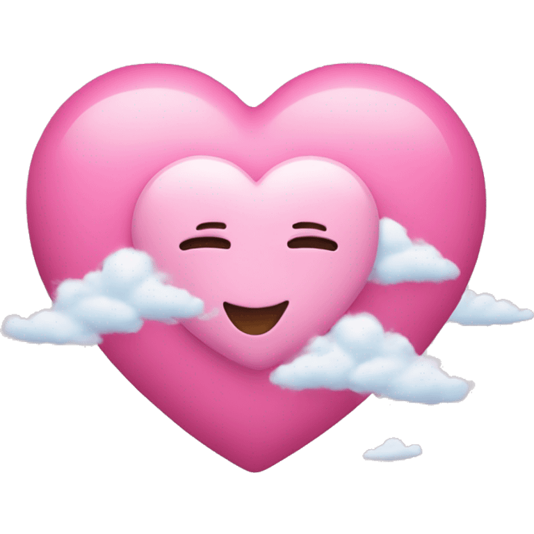 Pink heart face with clouds emoji