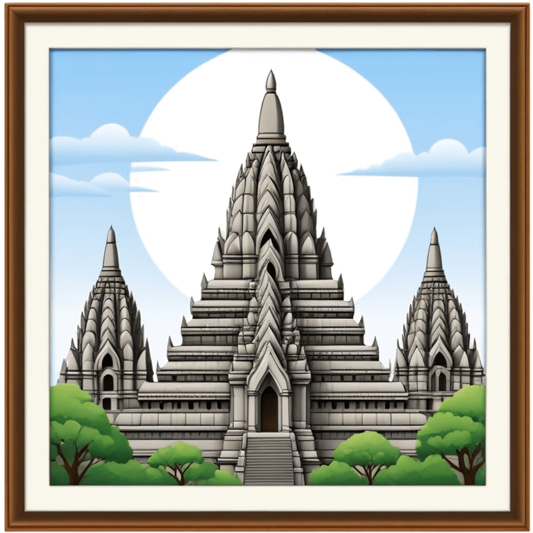 Prambanan Temple Landmark Emoji – Showcasing its towering Hindu temple spires with intricate carvings. emoji