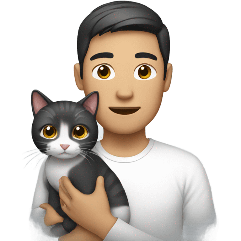 Asian man with cat  emoji