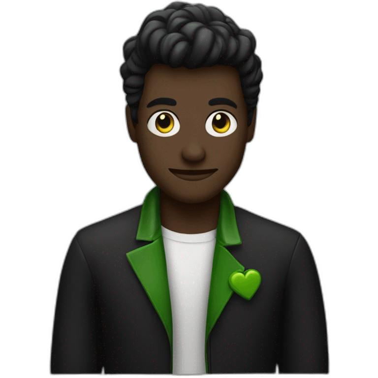 Homme noir cagoulé avec inscription verte emoji