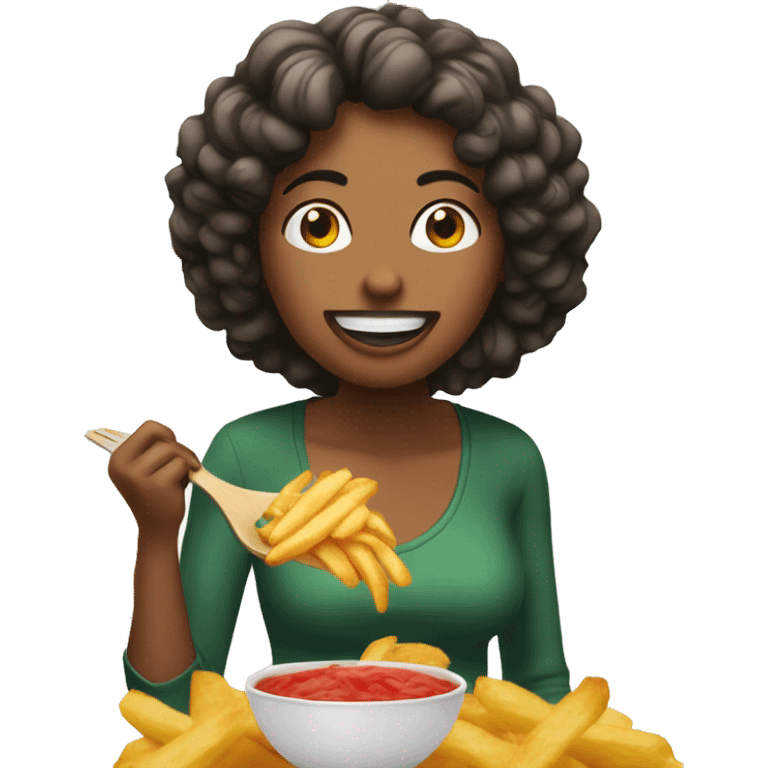 Mujer comiendo papitas fritas emoji