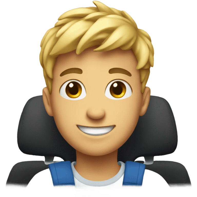 smiling boy in car emoji