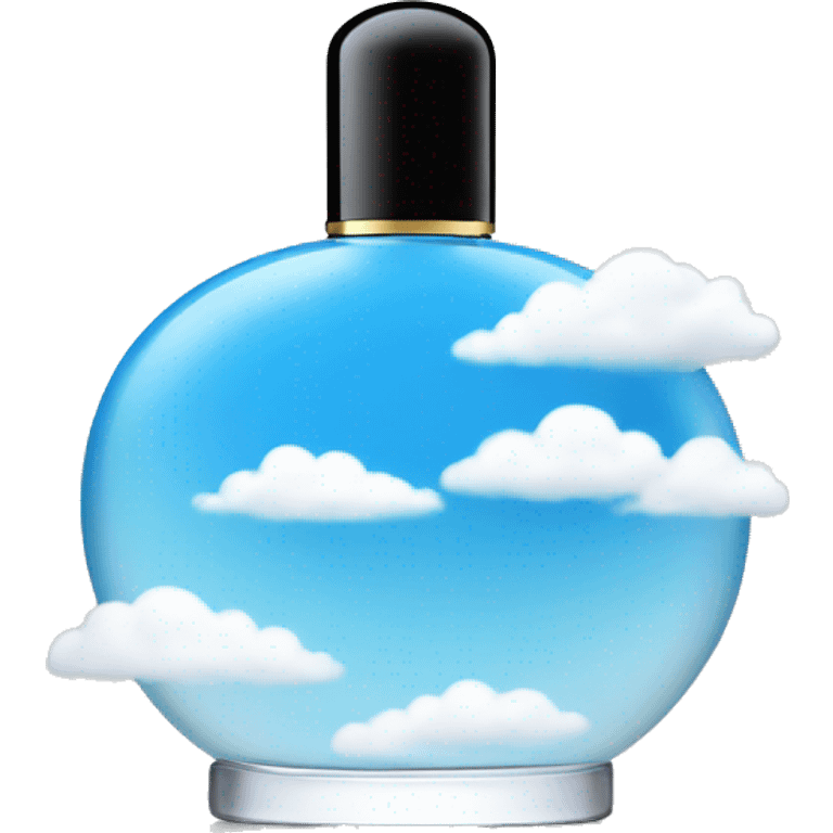 blue sky perfume bottle with large white cloud display emoji