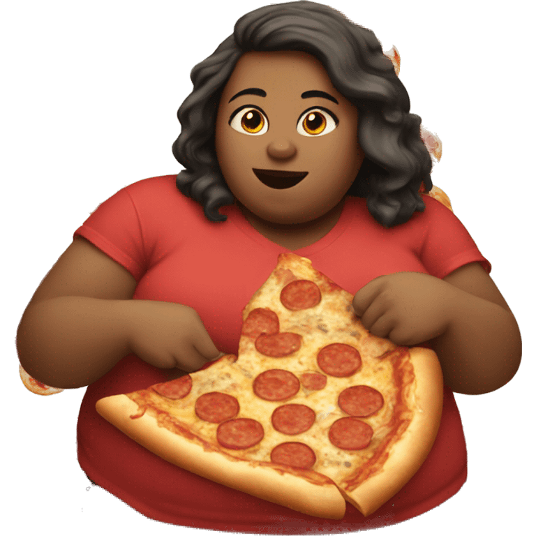 Fat girl eating pizza emoji