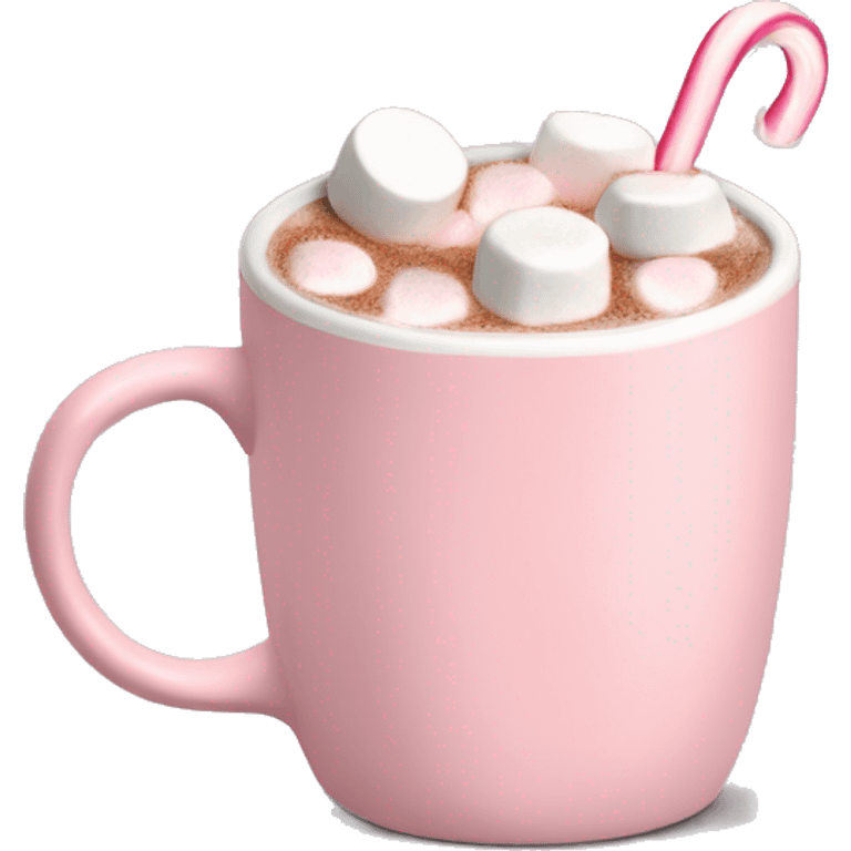 Light Pink mug of hot chocolate with marshmallows  emoji