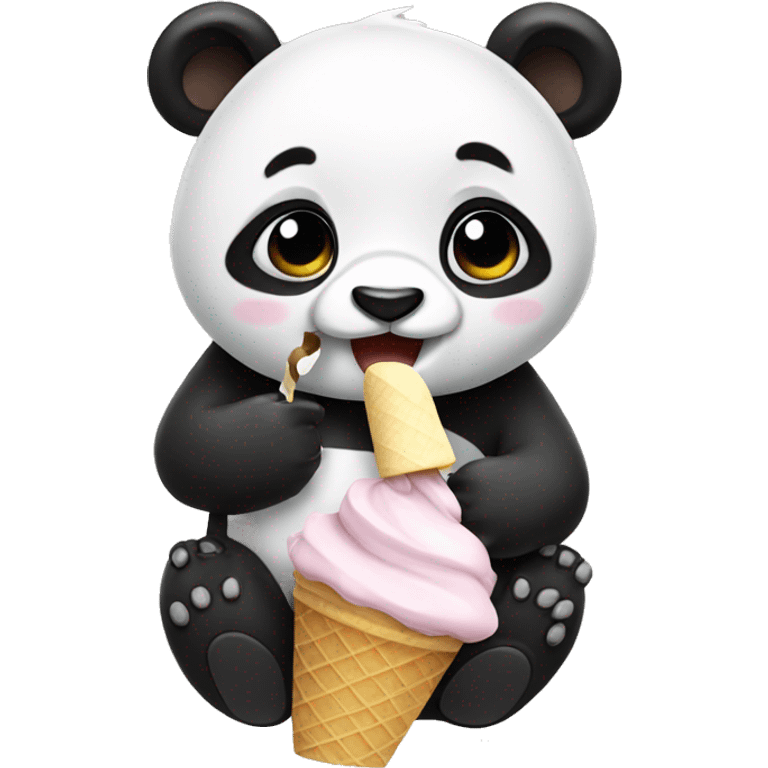 Panda eating ice cream emoji