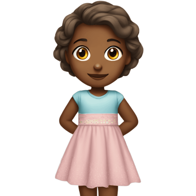 Brown skin little girl with dress emoji