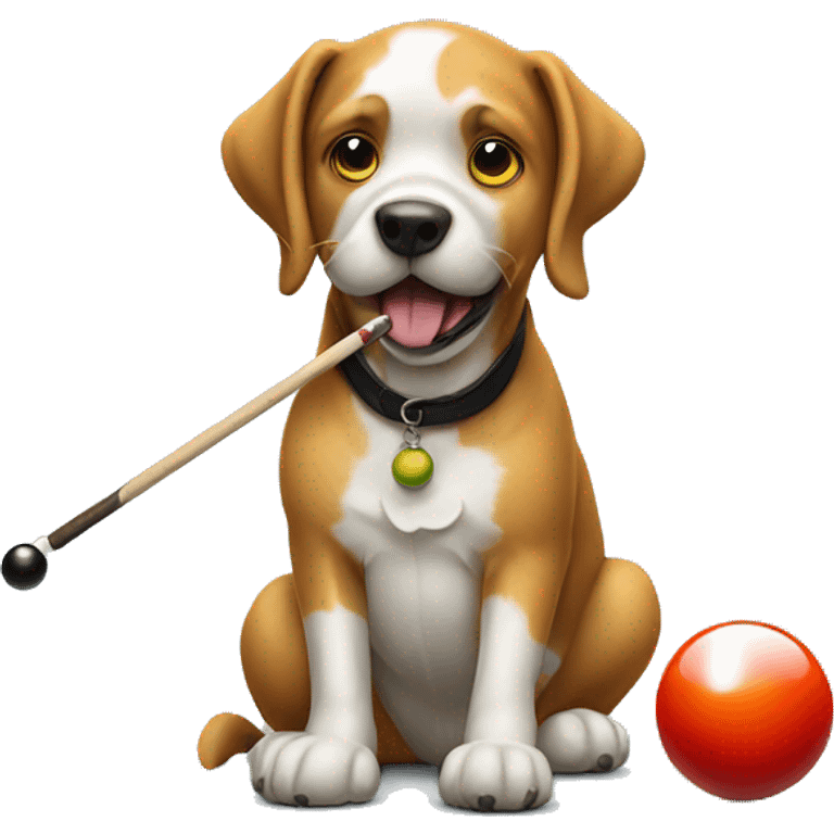 A dog playing a billiard  emoji