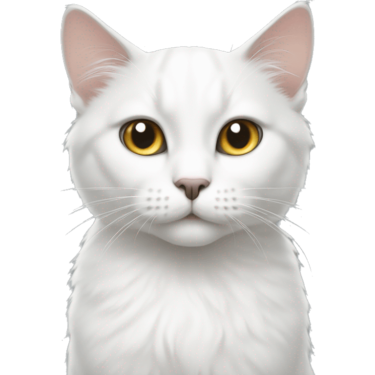 White cat with grey smudge on top of head emoji