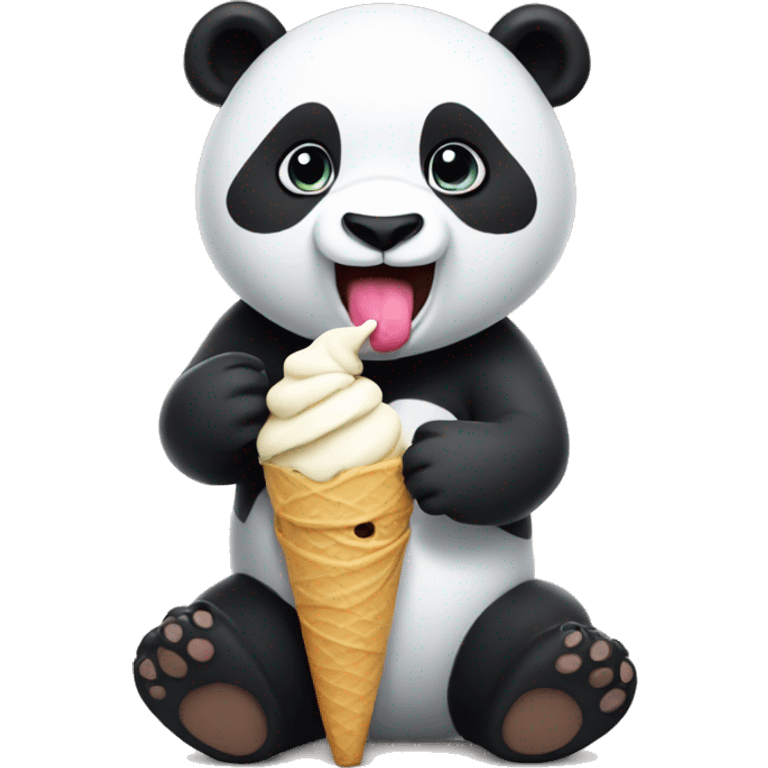 Panda eating ice cream emoji