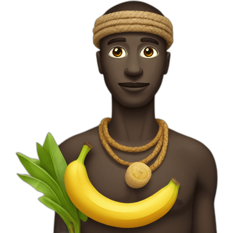 Un homme d’une tribu africaine avec une banane emoji