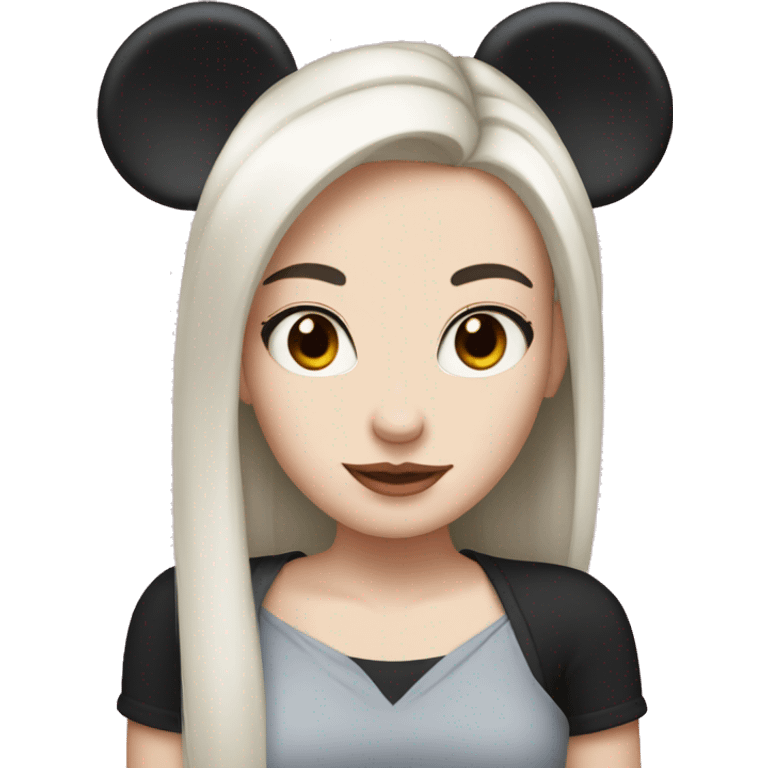 pale girl with black hair with mickey ears emoji