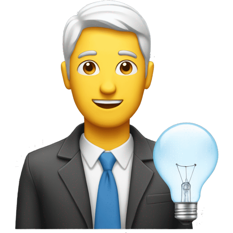 man with a light bulb near his head emoji