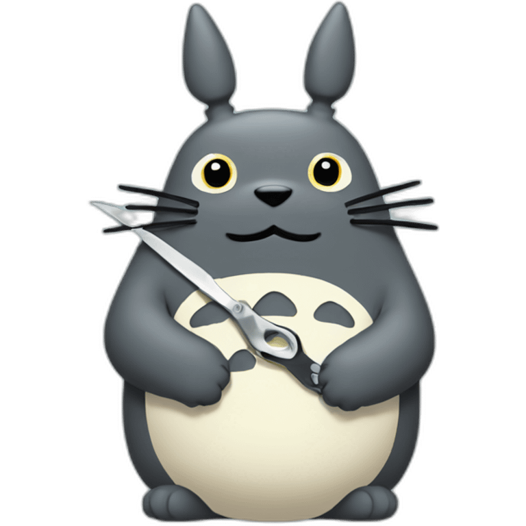 totoro holding scissors emoji