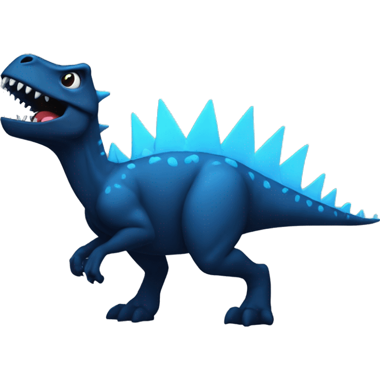 has laser breath and black dinosaur with blue spikes on its back emoji