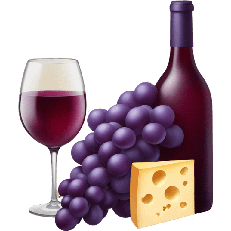 Wine, cheese, grapes emoji