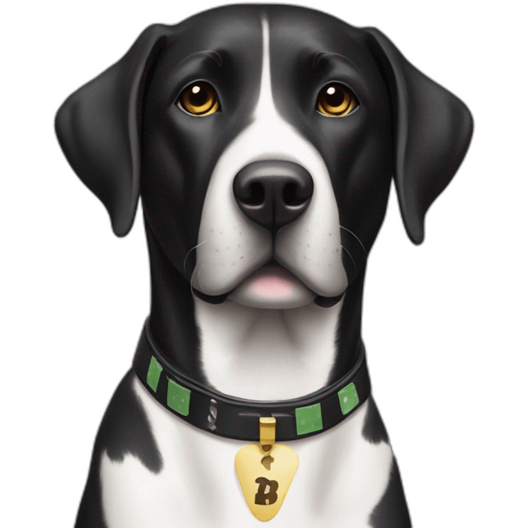 Black Labrador dog with white strip on his neck gambling emoji