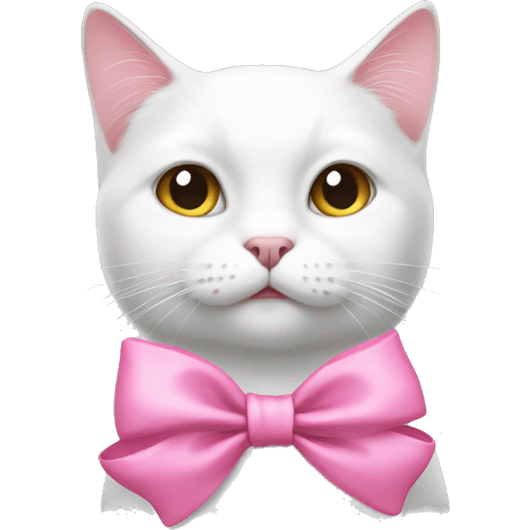 white cat with pink bow emoji