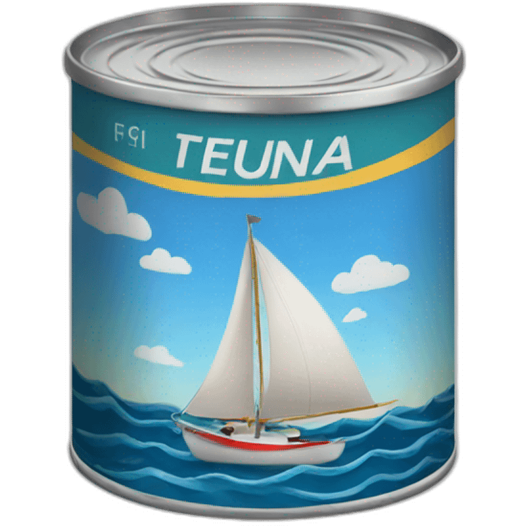 small tin can of tuna with a sail boat emoji