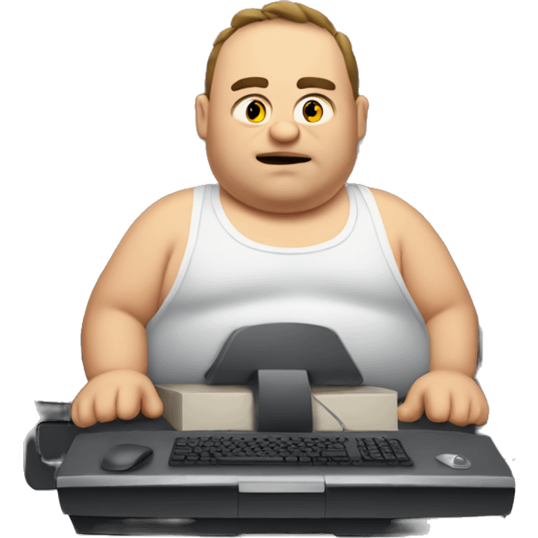 Fat guy on a gaming computer emoji