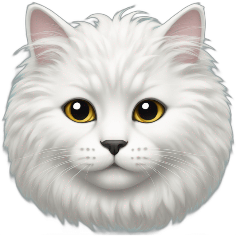 White fluffy cat with black face emoji