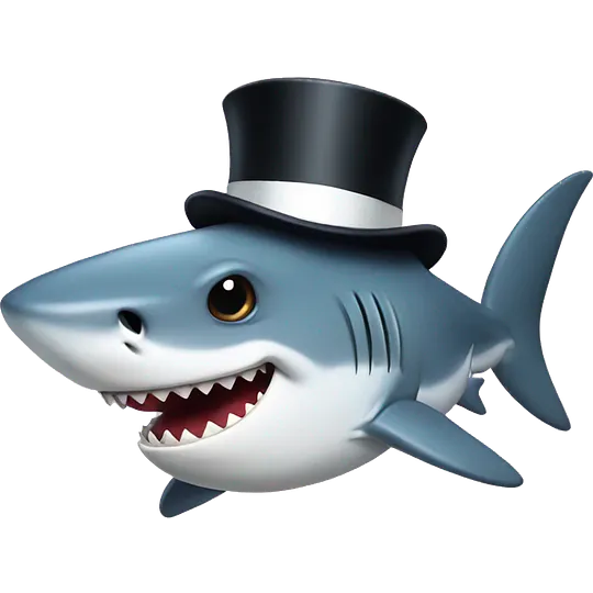 Shark with a top hat emoji