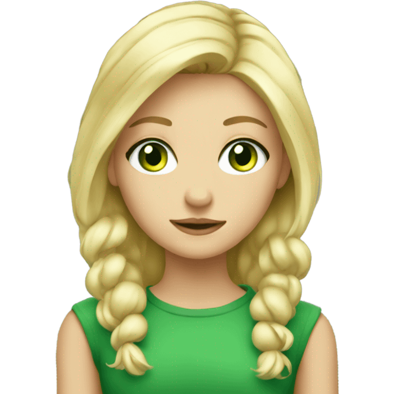 blonde girl with green eyes, cute emoji