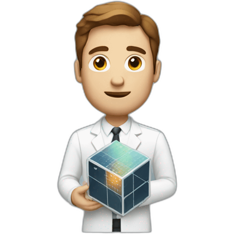 Tall white man with brown hair carrying a small cube satellite emoji