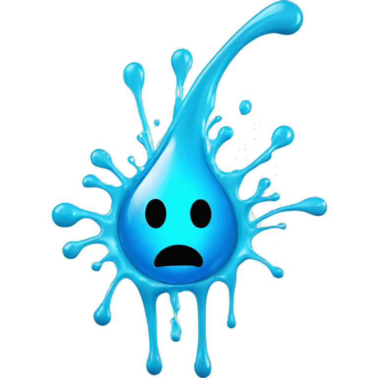 Glowing shiny Cyan blue liquid splash splatter drip emoji