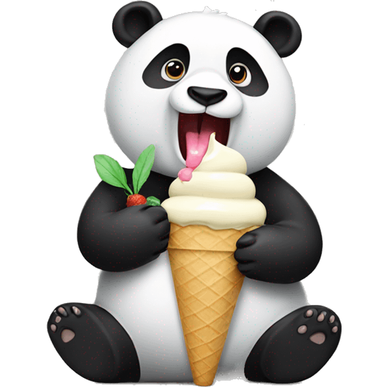 Panda eating ice cream emoji