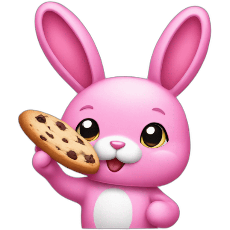 Pink Bunny eatting a Cookie emoji