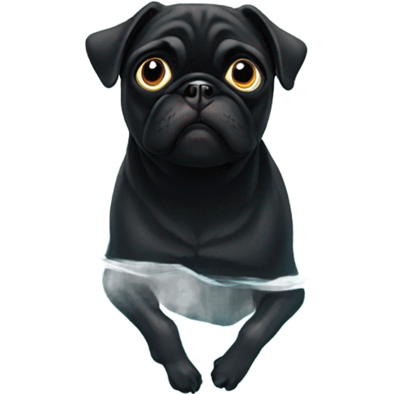 Black pug swimming  emoji