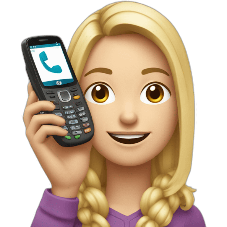 Rubia con telefono motorola con numero en la mano emoji