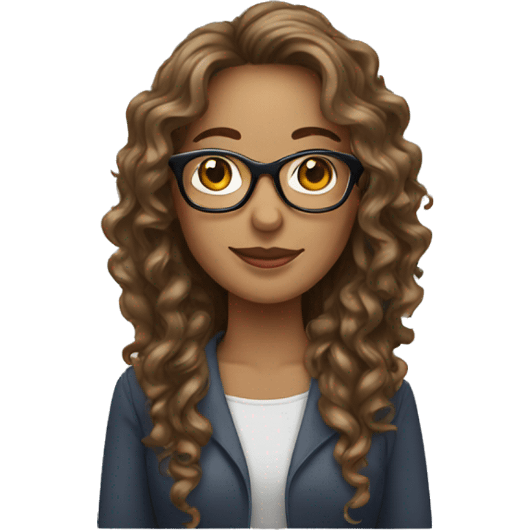 Long Curly hair woman with glasses emoji