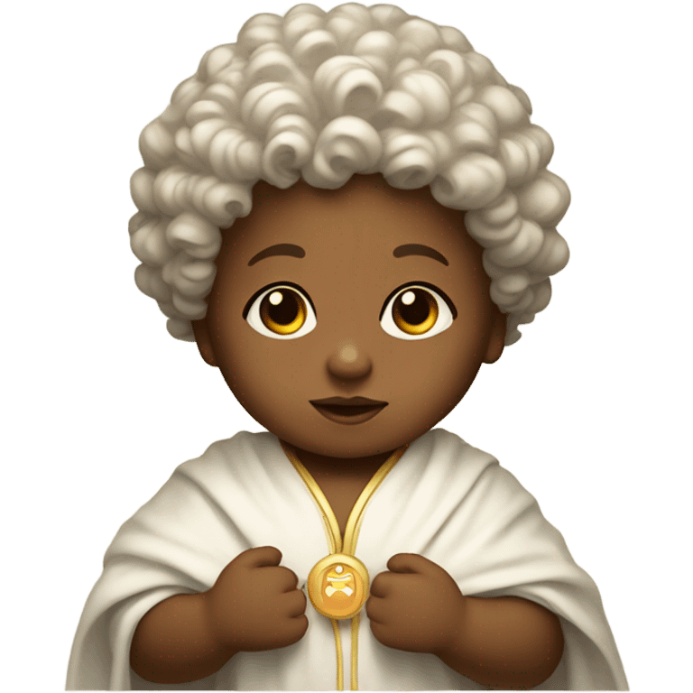 Baby dressed like a saint with curly hair emoji