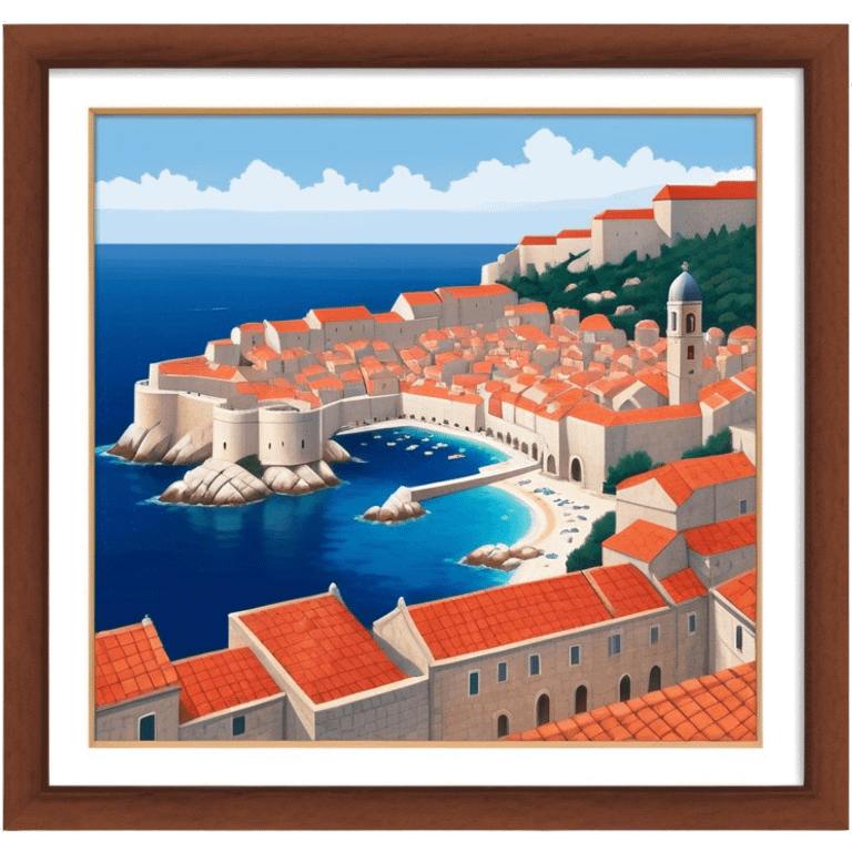 Dubrovnik – Cinematic Realistic Dubrovnik, depicted as a stunning coastal city with red-tiled roofs and ancient stone walls, set against the deep blue Adriatic Sea under warm Mediterranean light, rendered with rich textures that capture its enchanting beauty. emoji