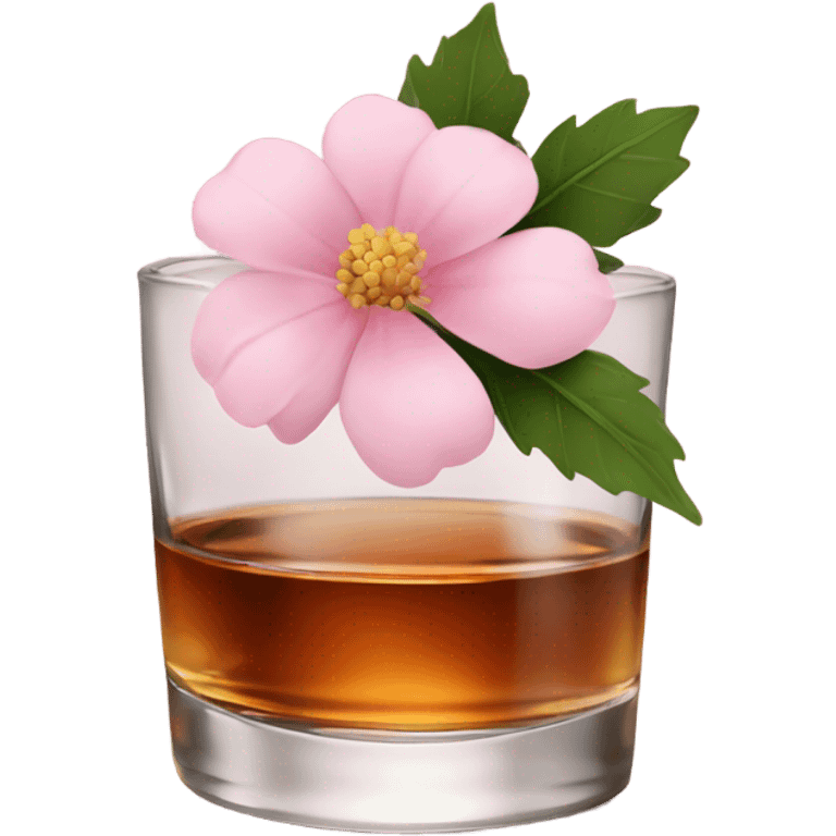 Whisky with pale pink flower emoji