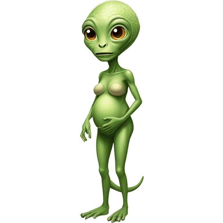 a Reptilian alien woman, full body, Pregnant emoji