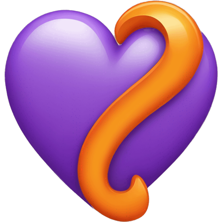 half purple heart half orange heart emoji