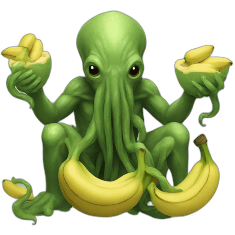 Human cthulhu eating bananas emoji