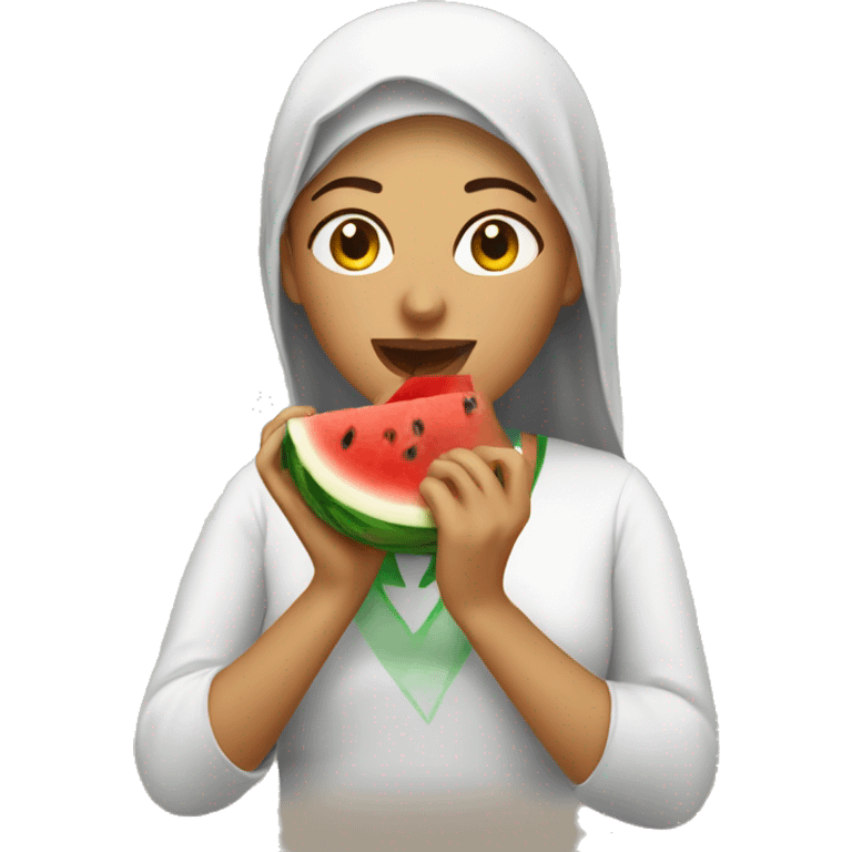 algerian woman eating watermelon emoji