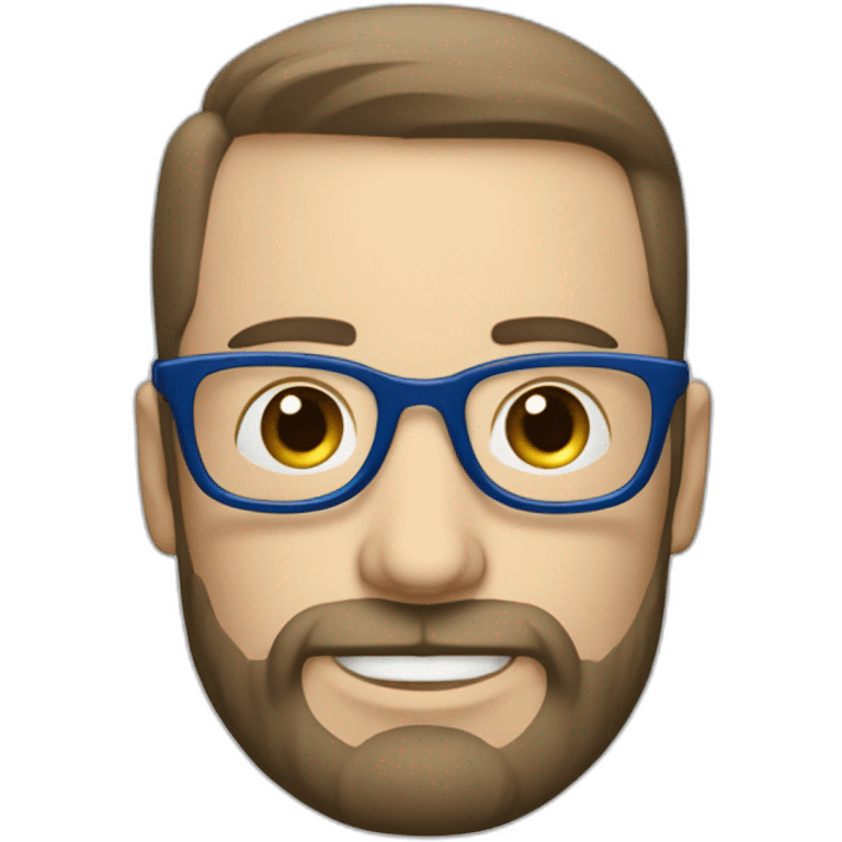 Hombre mayor con barba blanca y lentes azules, pelo blanco emoji