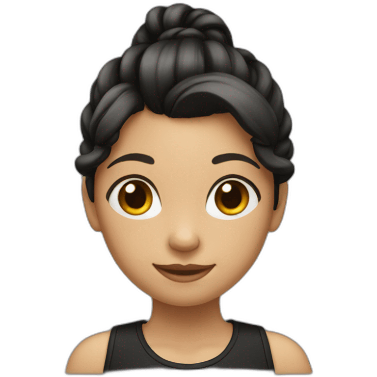 A girl with ponytail hair and wearing black emoji