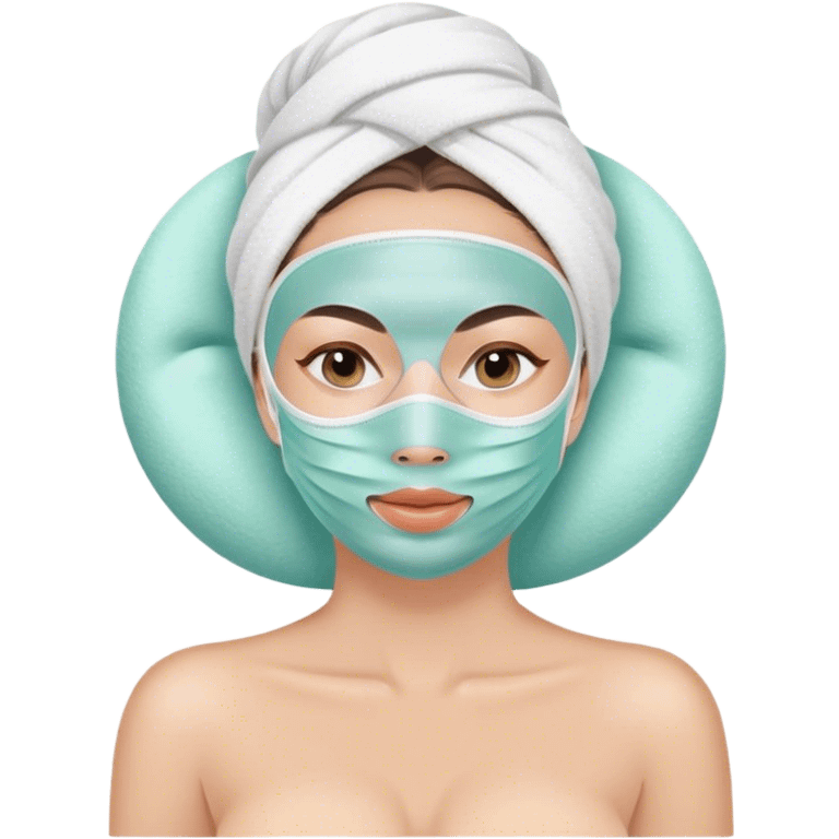 Lady with face mask spa beauty full face relaxing emoji